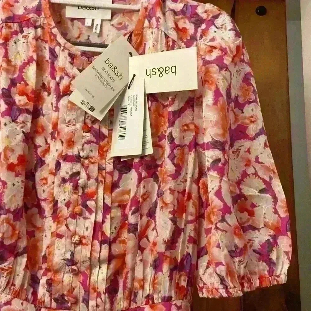 Ba&sh Woman’s Ruffle Mini Dress-Diamond Fushia-Large. NWT - Picture 4 of 9